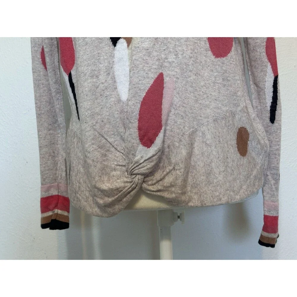 Nic+Zoe Women Size M Rose Garden Linen Blend Front Twist Knot Sweater Timeless